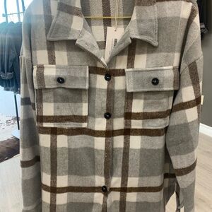 Plaid Gray and Brown Women's Jacket
